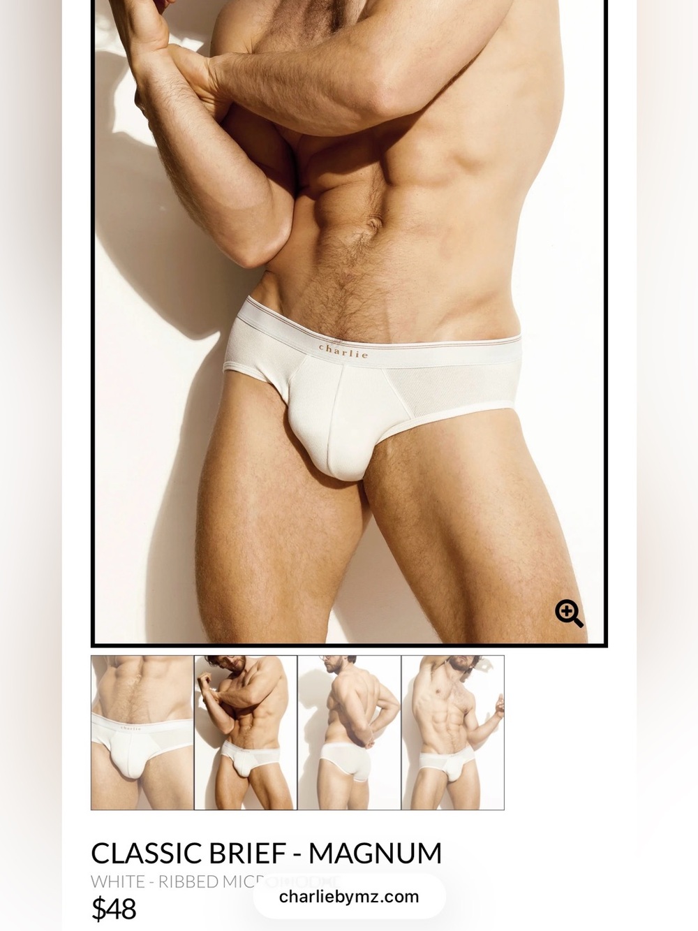 Charlies Classic Magum Brief - White - Picture 2 of 2